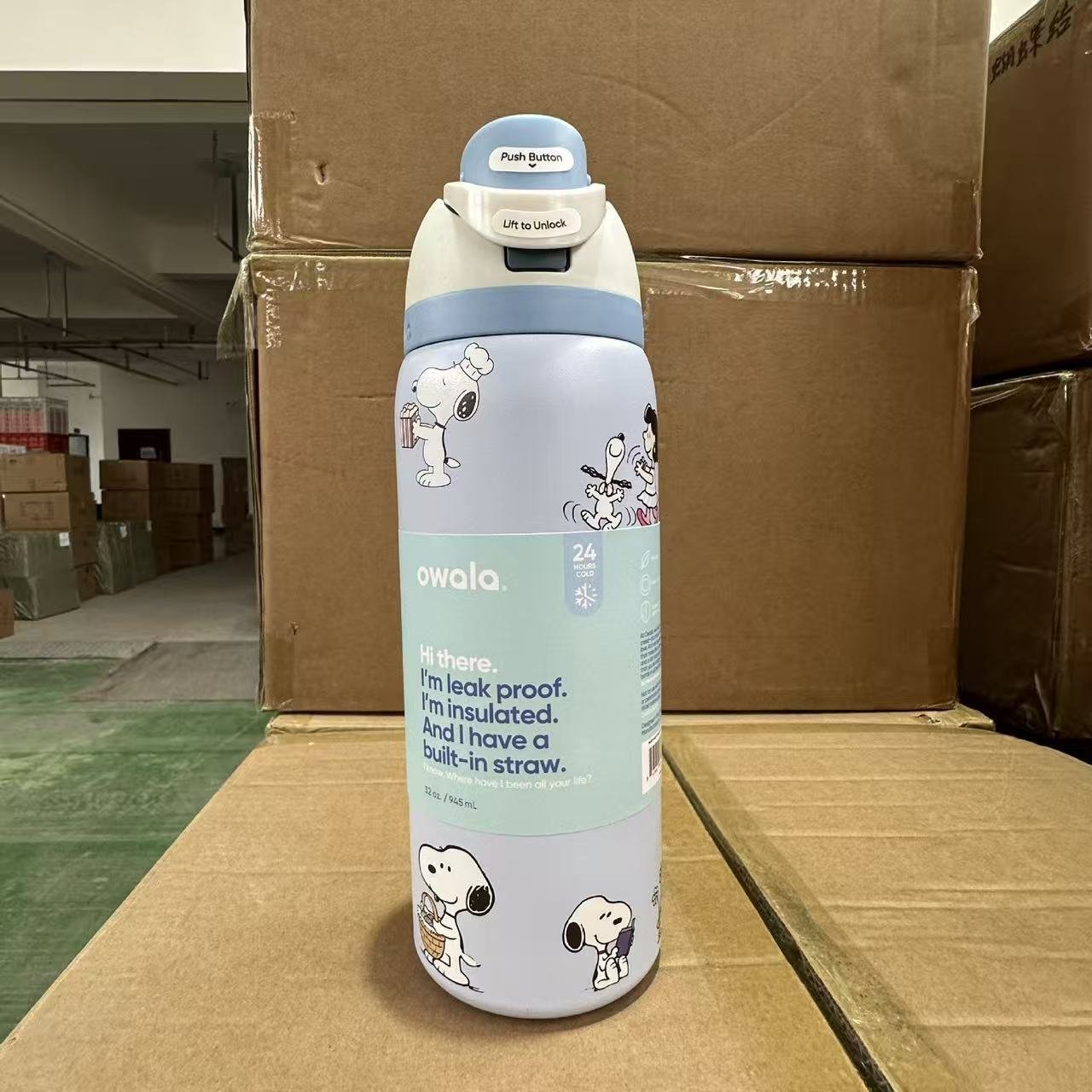 Double-layer vacuum insulated cup, portable, stainless steel, large capacity, straw cup