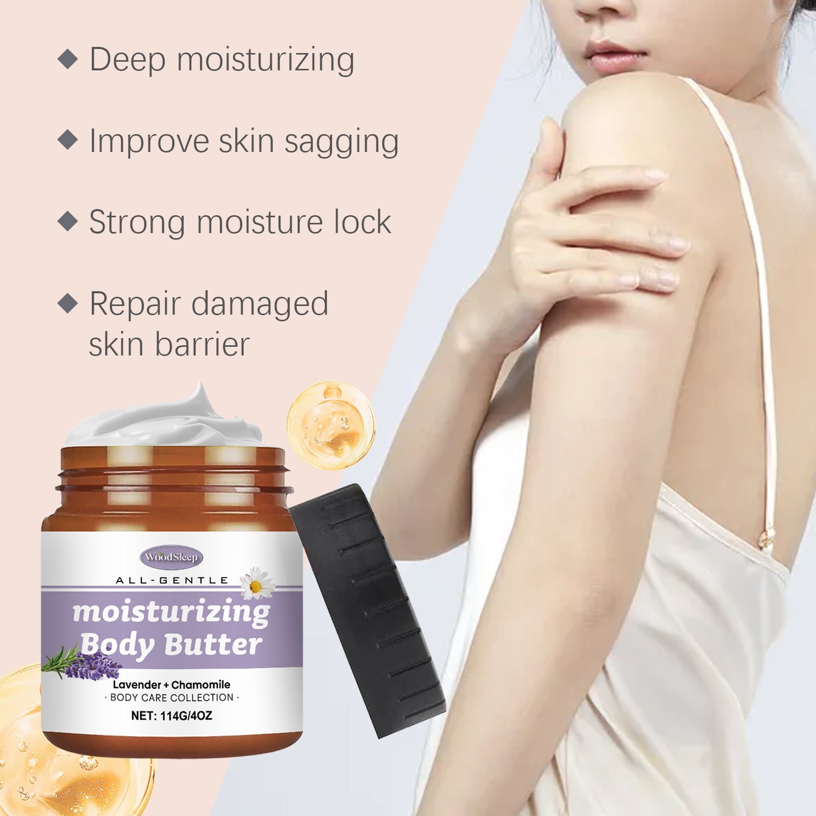 WoodSleep Lavender And Chamomile Body Butter Moisturizer Deeply Hydrates And Moisturizes All Over The Skin